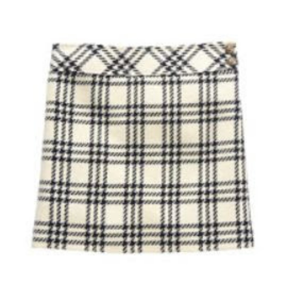 Jcrew black and white plaid wool skirt size 6